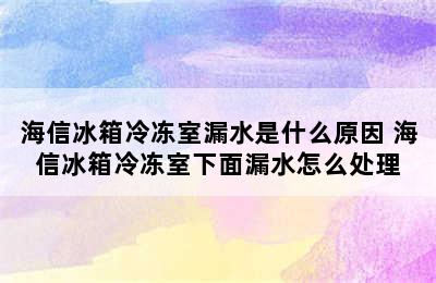 海信冰箱冷冻室漏水是什么原因 海信冰箱冷冻室下面漏水怎么处理